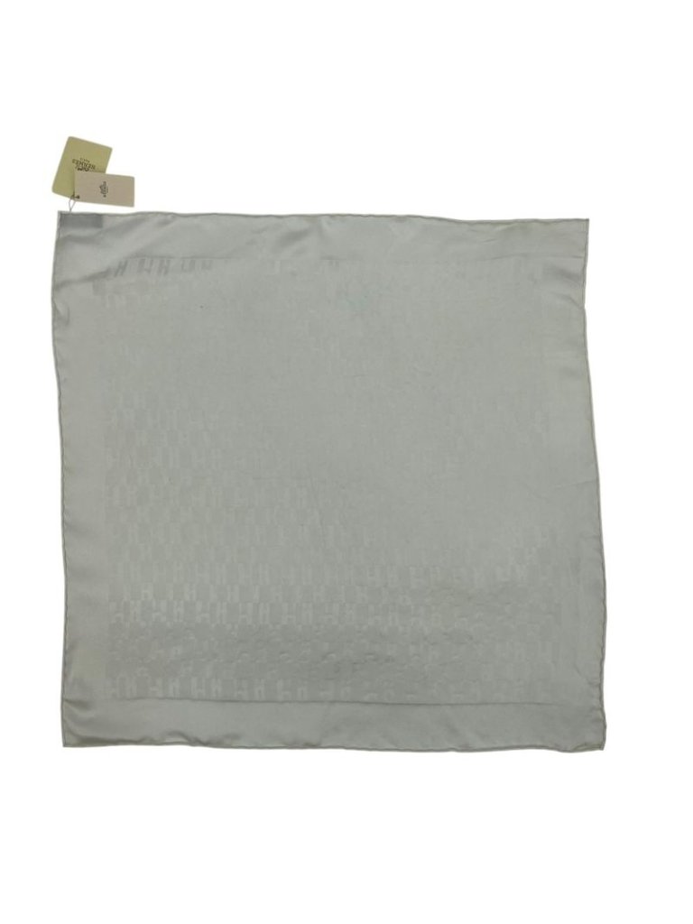Hermes Scarf Handkerchief 100% Silk H Pattern White